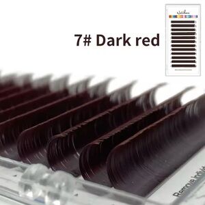 Dark Red Individual Lash Extentions, C, 0.07mm, 8-14 Mix!